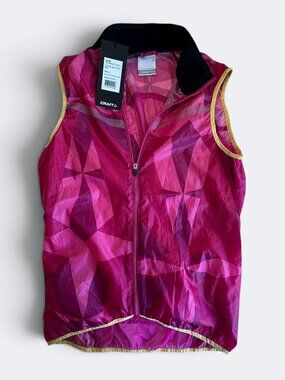 Craft NWT Featherlight Cycling Vest Women's Medium Magenta Geometric Print